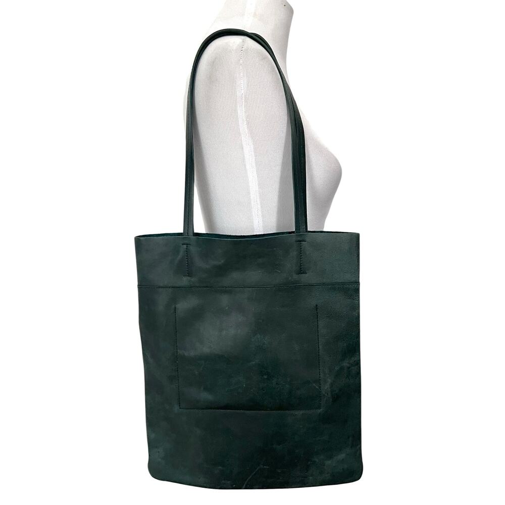 Madewell The Magazine Tote Bag Forest Green Leather Medium Shoulder Purse